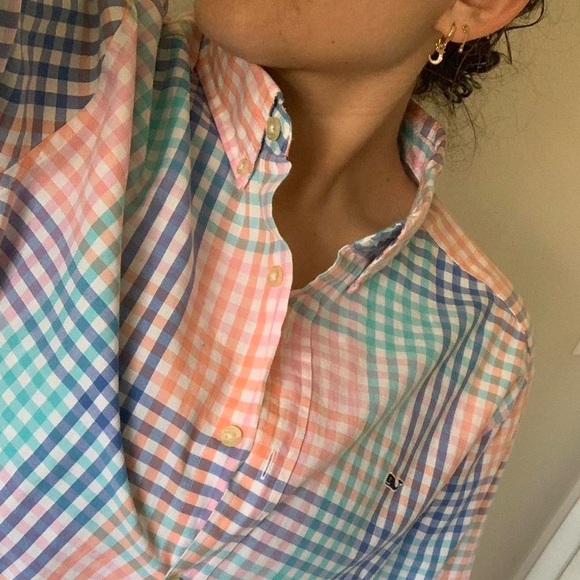 Vineyard vines Checkered Button-Up Shirt size xl - Picture 2 of 7
